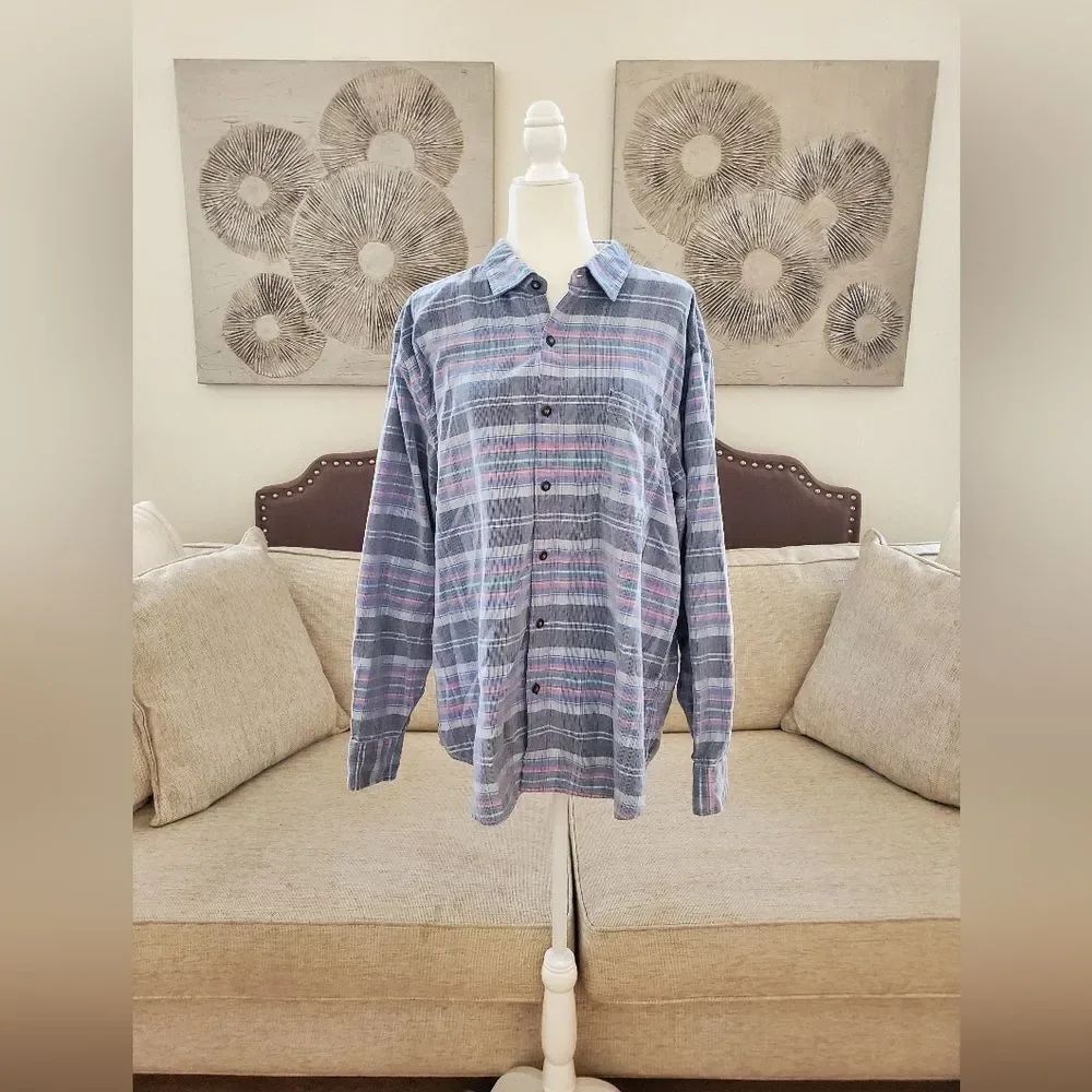 Tommy Bahama Plaid Long Sleeve Button-Up Flannel Shirt Sz XL